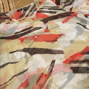 Chico’s Travelers Abstract Sheer V-Neck Blouse, Polyester, like new, 2 (M to L)